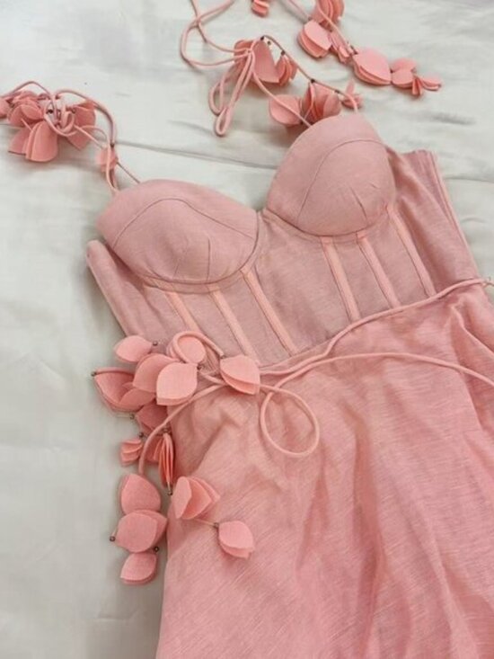 Zimmermann Pink Floral Appliqué Maxi Dress Size 1 - Picture 6 of 6